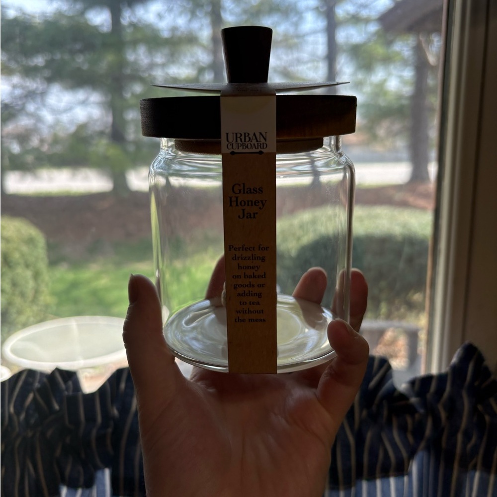 Urban Cupboard Glass Honey Jar with Dark Wood Lid